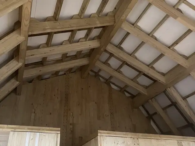 Casa Mondragón · Estructura de techumbre en Panel CLT